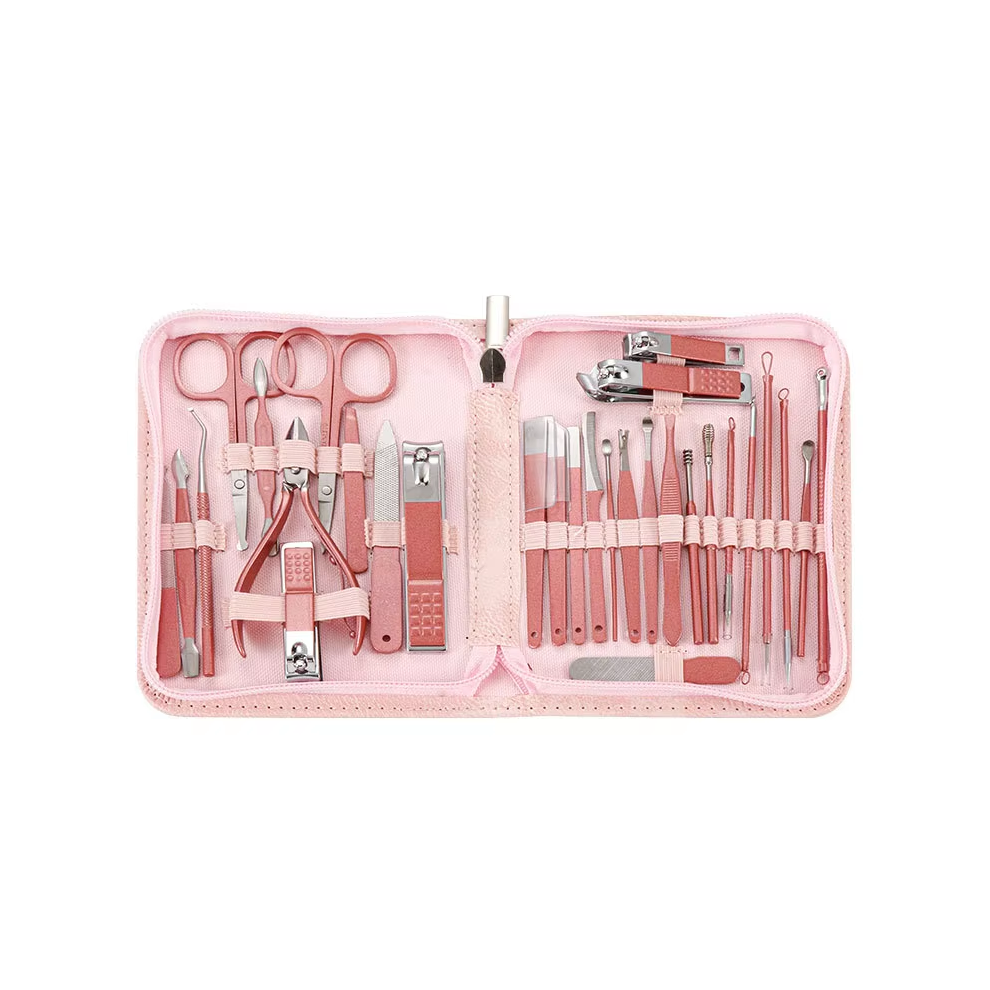 Stoyotu (Pink 30Pcs) 30Pcs Nail Clippers Stainless Steel Nail Clippers Pedicure Kit Trim Care Manicure Tools And Convenient Travel Kit