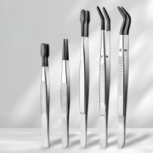 1/2/3/4/5pcs Tweezers Set with Rubber Coated Tips - Bent & Straight Flat Tip for Stamping, Jewelry Crafts, and Electronics