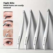 4pcs Stainless Steel Precision Slant Tip Tweezers Suitable for Facial Hair Removal, Pimple, Eyebrow Grooming, Hygienic Beauty