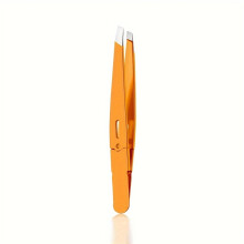 (Orange) Stainless Steel Slanted Eye Brow Clips High-Quality Eyebrow Tweezer Colorful Hair Beauty Fine Hairs Puller Removal Makeup Tools