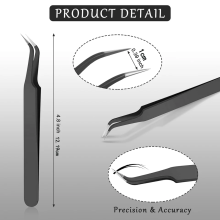 (1pcs) 1/9Pcs Stainless Steel Curved Tip Eyelash Extension Tweezers, Curved Tip Tweezers Pointed Tip Tweezers with Protective Cover