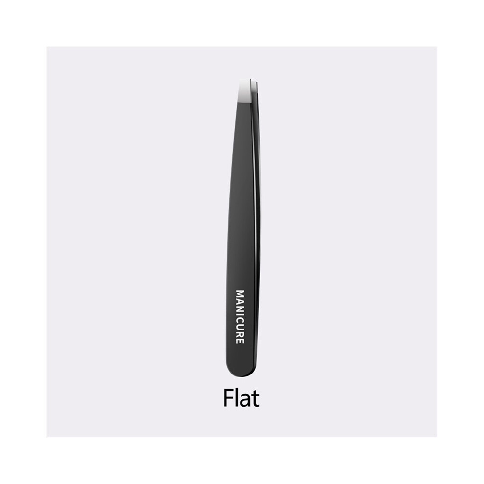 Stoyotu (Flat) 1/4Pieces Professional Stainless Steel Tweezers For Eyebrows -Tweezers Set - Great Precision For Facial Hair, Splinter