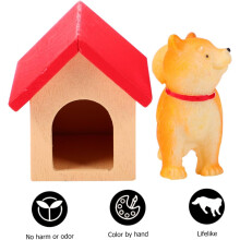 Mini Akita Dog Figurine puinen hartsilelu nukkekodille Realistinen käsinmaalattu kohtaustarvike