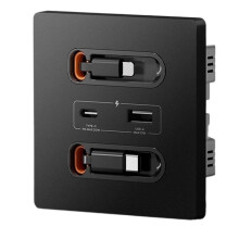 Universeel Slim Stopcontact met Oplaadkabel, 20W Snelladen, USB-C-Poort, Pc-Voedingspaneel, Type-C-Aansluiting, Zwart