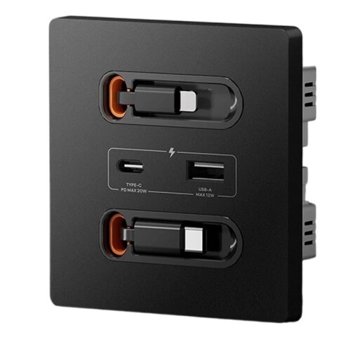 Universal  Socket with Charging  20W Fast Charge USB C Port PC Power Wall Panel, Charging Type C Outlet Black 1