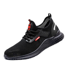 (Large net black) Safety Work Shoes Women PPE Ladies Mens Ultra Lightweight Steel Toe Cap Trainers