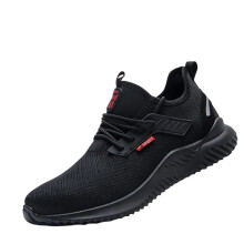 (Dense mesh four seasons black) Safety Work Shoes Women PPE Ladies Mens Ultra Lightweight Steel Toe Cap Trainers