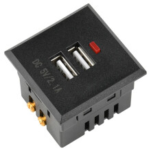 Desktop Socket Module 5V 2.1A Dual USB Power Socket Embedded with Led Indicator Dual USB Charging Socket Module Black