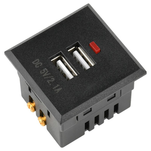 Desktop Socket Module 5V 2.1A Dual USB Power Socket Embedded with Led Indicator Dual USB Charging Socket Module Black