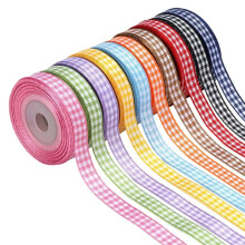 10Roll Gingham Ribbon Variety Pack, 3/8" X 10 Yards/Roll Assorted Colors for Crafts and Decorations