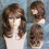 Women's Medium-Length Mixed Brown Wig with Short Curls, Straight or Side Bangs Option 2