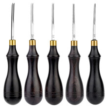 5pcs Leathercraft Beveller Tool with Wood Handle for DIY Leathercrafting Trimmer and Chamfering Tool