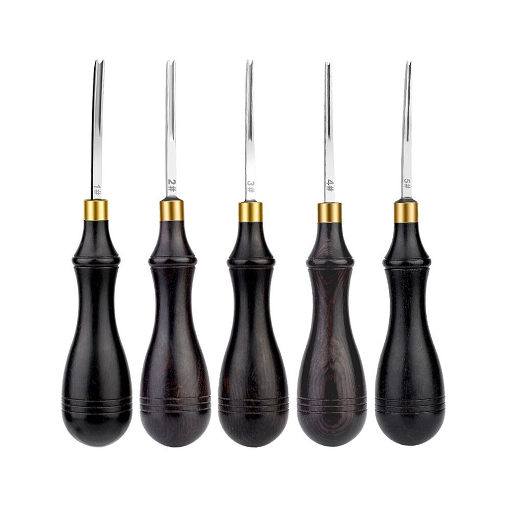 5Pcs Leathercraft Beveller Tool With Wood Handle For Diy Leathercrafting Trimmer And Chamfering Tool 6033793867998
