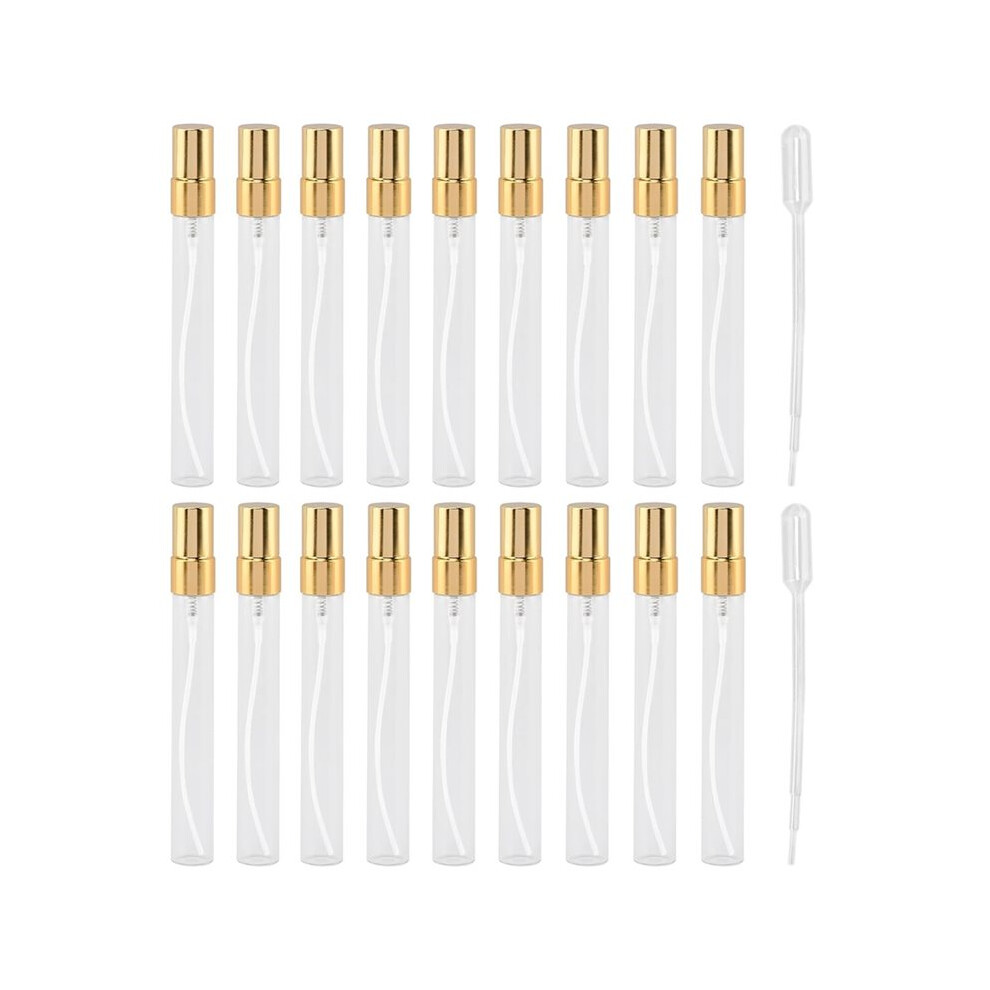 Gold 18Pcs Glass Atomizer Bottles 10Ml - Refillable Travel Perfume Spray ,Refill Bottlese For Perfume Samples Decanting