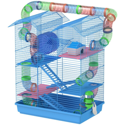 Gaiola externa para hamsters, ratos e pequenos roedores com túnel, comedouro, roda e brinquedo. 1