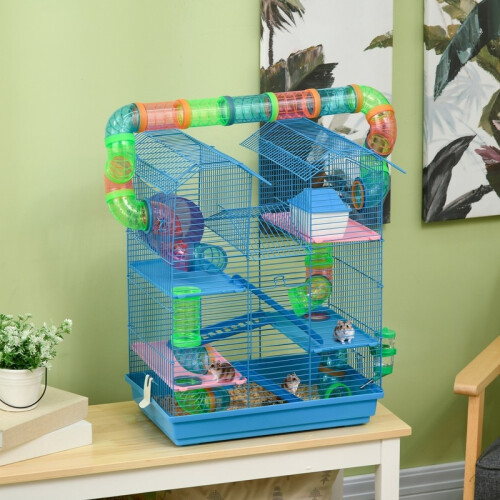 Gaiola externa para hamsters, ratos e pequenos roedores com túnel, comedouro, roda e brinquedo. 2