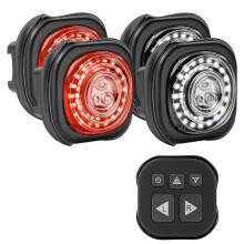 4-Pack Smarta Cykelljussystem, Strålkastare och Blinkers, Synkroniserad Fram- och Baklykta med Fjärrkontroll för Nattkörning