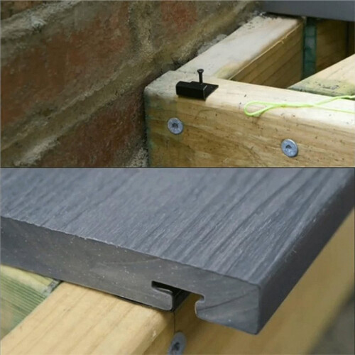 Stainless Steel Composite Deck Fixing Clips, Concealed Deck Fasteners with Self-Tapping Screws, Deck Start-End Buckles 1