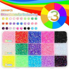 Kit di Strass In Resina, 15 Colori, Strass Piatti da 3 mm con Colla per Gioielli e Strumenti per Progetti Artistici e Artigianali Fai da Te e Regali.