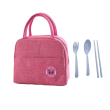 Thermal Insulated Lunch Bag Peony Pink PVC/Aluminum Foil 23x14x20cm 6L Bento Picnic Cooler Tote