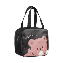 Ecarla Lunch Box Bear Design 22x24x12.5cm Black Portable Food Container
