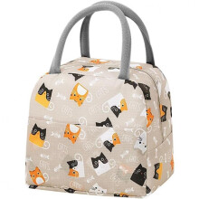 Insulated Lunch Bag Cat Pattern 9.05x5.11x7.48 Inches Large Capacity Multicolor Portable