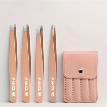 (Pink 4 Pcs Set) 4pcs Professional Stainless Steel Tweezers Tips Eyelash Extension & Microblading for Eyebrow Shaping Eyelash Grafting Tweezers