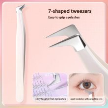 1/9Pcs Stainless Steel Curved Tip Eyelash Extension Tweezers, Curved Tip Tweezers Pointed Tip Tweezers with Protective Cover