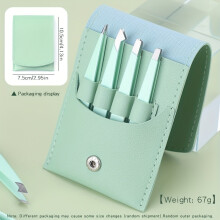 (Green) 4pcs Stainless Steel Eyebrow Tweezers Purple Set, Makeup Tools for Eyelash Extension, Eyebrow Shaping, Beard Hair Removal