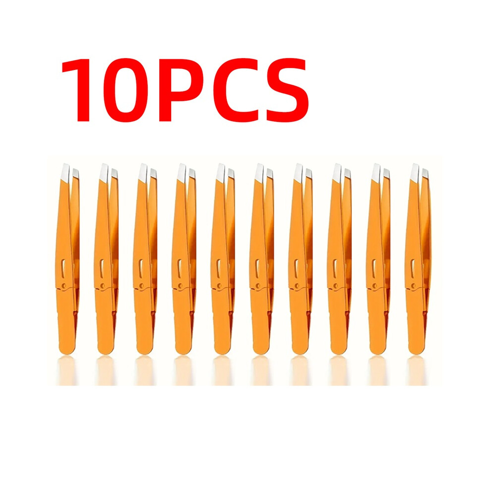 Stoyotu Orange (10Pcs) 1-10Pcs High Quality Stainless Steel Eyebrow Clip Hair Removal Plier Tweezer Beard Removal Special Oblique Mouth Clip