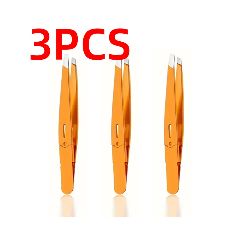 Stoyotu Orange (3Pcs) 1-10Pcs High Quality Stainless Steel Eyebrow Clip Hair Removal Plier Tweezer Beard Removal Special Oblique Mouth Clip