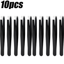 (black-10pcs) 1-10pcs High-precision tweezers Stainless steel eyebrow clip for men and women, high-precision cell clip, acne clip