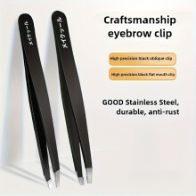 (Black 2 pcs) 2/4pcs Black Stainless Steel Tweezers - Includes Slant, Pointed, Flat, And Angled Tips for Shaping Eyebrows, Removing Splinters