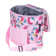 Pink Flower Thermal Insulated Picnic Beach Bag 11L Large Capacity Portable Cooler Lunch Bag Outdoor Tote