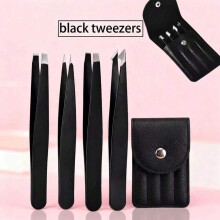 4-Piece Eyebrow Tweezer Set - Professional Stainless Steel Hair Removal And Grooming Tools,  Including Angled Tip Tweezers