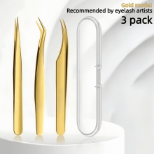 1/3pcs Golden Eyelash Extension Tweezers, High-Precision Eyelash Curler, Eyebrow Tweezers, Suitable for Professional Eyelash