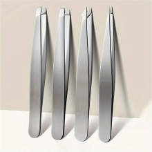 (Silvery 4pcs) 1/4Piece Set Professional Tweezers Set Perfect For Eyebrow Hair Removal Splinter Very Effortless and Relaxed to Remove