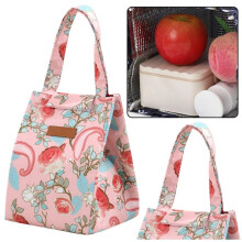 Thermal Insulated Tote Bag, Rose Floral, 25x18.5x18cm, Heat-Retaining Food Pouch, Reusable Picnic Lunch Carrier