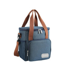 Insulated Lunch Bag Portable Cooler Tote Multifunctional Leakproof 25x22x15cm Blue 1 Main Compartment Outer Pocket with Shoulder Strap