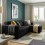 (Black Linen) Reversible 4 Seater Sofa Bed in Linen Storage Sofa Bed Pull-Out Sleeper Corner L-Shaped UK 3