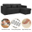 (Black Linen) Reversible 4 Seater Sofa Bed in Linen Storage Sofa Bed Pull-Out Sleeper Corner L-Shaped UK 4