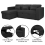 (Black Linen) Reversible 4 Seater Sofa Bed in Linen Storage Sofa Bed Pull-Out Sleeper Corner L-Shaped UK 5