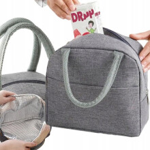 PrzydaSie.pl Thermal Lunch Bag 23x14x20cm Gray Portable Insulated Tote Food Warmer