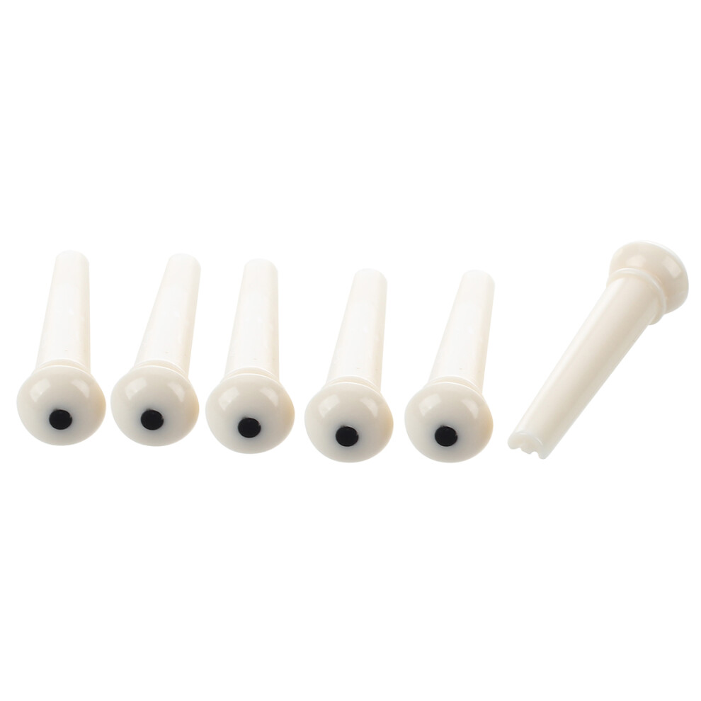 6 Ivory Acoustic Guitar Bridge Pin Black Dot Inlays 6033339471818