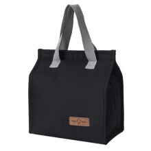 (Black) Camping Insulated Bento Bag 3.3L Aluminum Thermal Cooler Portable Lunch Tote Black 22.5x13x25.5cm Outdoor Picnic Cooler