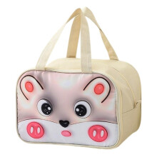 Kids Oxford Cloth Insulated Lunch Bag 3D Pattern 27.5x18x20cm Food and Drink Cooler Portable Tote XTO Beige