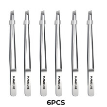 (6PCS) 1/2/3/6pcs Stainless Steel Tweezers Tool Suitable for Eyebrow Eyelash Application Beard & Mustache Trimming False Eyebrow Gifts