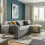 (Grey Linen) Reversible 4 Seater Sofa Bed in Linen Storage Sofa Bed Pull-Out Sleeper Corner L-Shaped UK 3