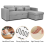 (Grey Linen) Reversible 4 Seater Sofa Bed in Linen Storage Sofa Bed Pull-Out Sleeper Corner L-Shaped UK 4