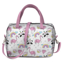 Thermal Lunch Bag Rectangle Insulated Lunch Box Tote Flamingo & Panda Print Portable Picnic Cooler Bag for Adults Teens Blue Medium